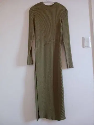 moussy 리브 올리브 롱 니트 원피스