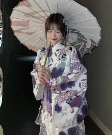 꽃무늬 보라색 유카타