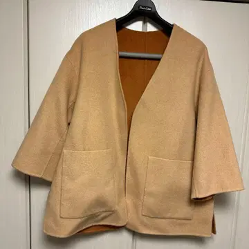 AKTE 리버 미들 코트 리버서블 오렌지 x 베이지