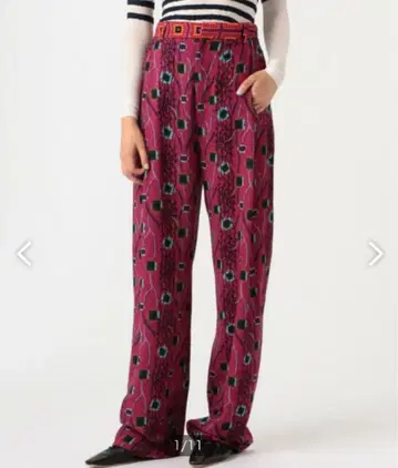 MANTERO 울 프린트 와이드 팬츠