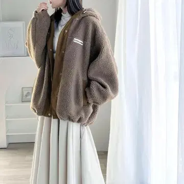 JaVa 콜라보 오버 사이즈 보아 아우터 브라운