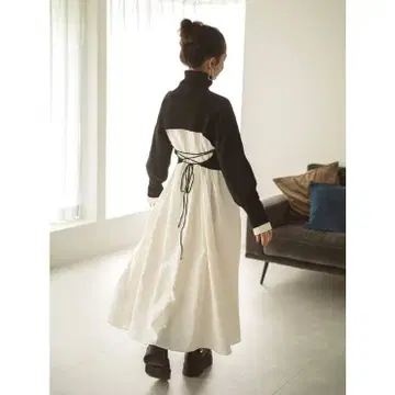 Ungrid 백리본 니트 세트 원피스 블랙 / 언그리드 셋업