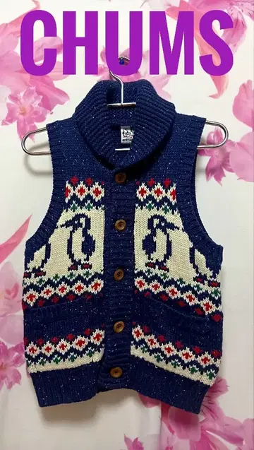 CHUMS 부비버드 패턴 니트 베스트 여성용 M