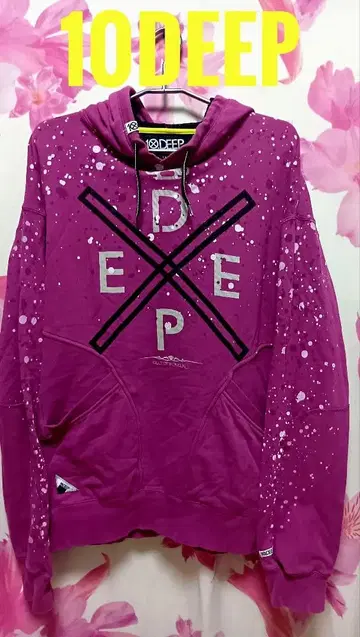10DEEP 페인트 염색 후드티 퍼플 L