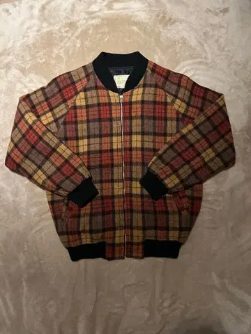 vintage 블루종 자켓 체크 무늬