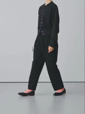 나카가와 마사시치 상점 천 테이퍼드 팬츠 파일 자카드 블랙