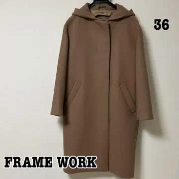 FRAME WORK 후드 부착 코트 피 코트 노칼라 코트 더플 코트