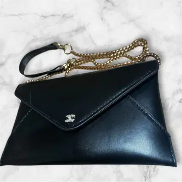 [레어] CC 비쥬 로고 블랙 가죽 포멀 백 체인 숄더