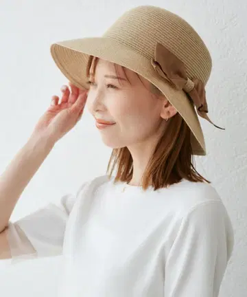 [ 로페피크닉 ] 베이지 리본 포함 밀짚모자