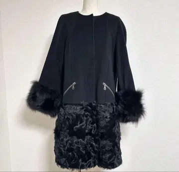 DUAL VIEW 폭스/캐시미어 혼방 노카라 울 블랙 M