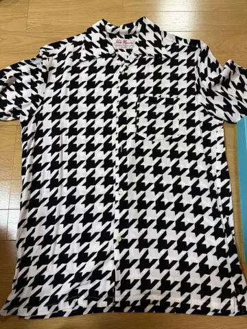 Aloha Blossom 하운드 투스 반팔 셔츠 사이즈 L