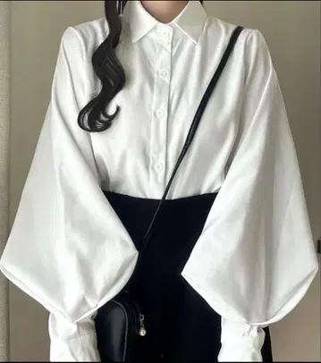 [ Cham / 벌룬 슬리브 심플 셔츠 ]