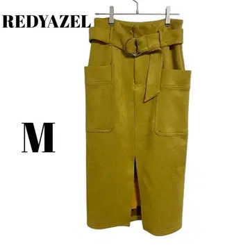 [레이디 아젤] 스웨이드 느낌 타이트 스커트 머스타드 하이웨스트 세련된