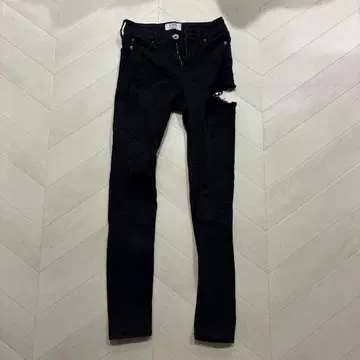 GYDA 블랙 스키니 데님 데미지 가공