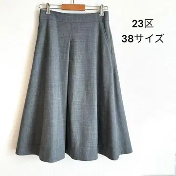 새상품급 23구 플레어 스커트 롱 기장 울 혼방 그레이 가을/겨울 38