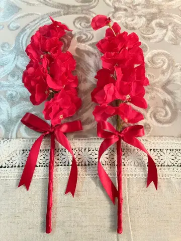 빨간색 스위트피, 조화, 핸드메이드, 2다발 세트