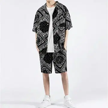 페이즐리 무늬 셋업 블랙 M