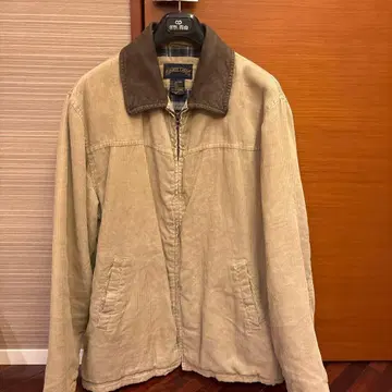 코듀로이 베이지 점퍼 가죽 옷깃