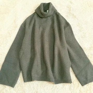 H&M DIVIDED 카노코 편직 터틀넥 니트 M 애쉬 그레이