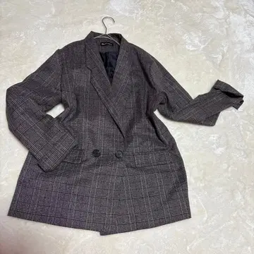 DAYCLOSET 소매 슬릿 글렌체크 테일러드 자켓 M 새상품급