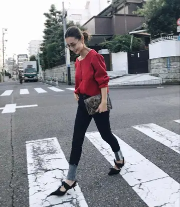 ameri vintage 롤업 스키니 데님