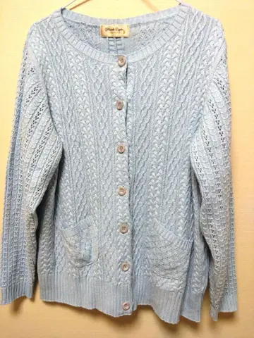 Franche Lippee 스카이블루 케이블 니트 가디건