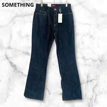 썸씽 다크 블루 플레어 데님 팬츠 청바지 캐주얼 L