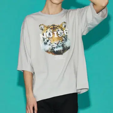 SHAREEF 호랑이 프린트 T셔츠 라이트 그레이 남성용 L