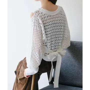 Kastane 허리 리본 슬릿 니트