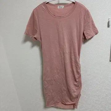 레어 Qearal 핑크 티셔츠 원피스 반팔