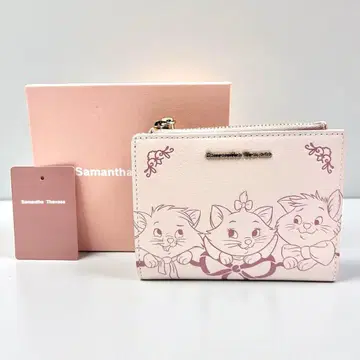 새상품 사만다 타바사 마리 접이식 지갑 디즈니 콜라보 핑크 가죽