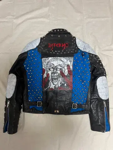 구제 의류 빈티지 찡 장식 라이더스 Inferno pushead punk