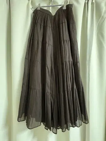 플레어 팬츠 스커트 다크 브라운 티어드 디자인 히로코코시노