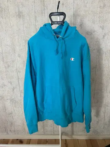 Champion 스카이블루 후드 부착 후드티