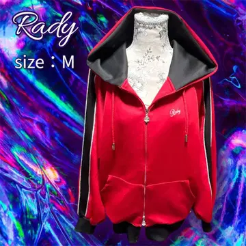 Rady 집업 후드티 빨간색 블랙 M 스트레치 소재 체형 커버 루즈핏