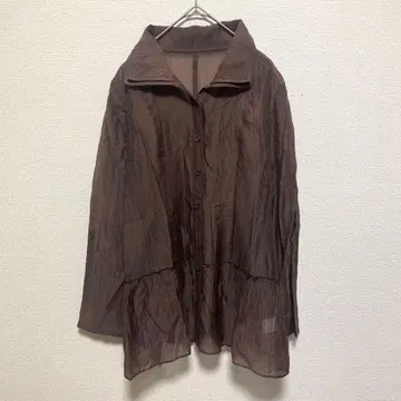 noa-ge (노아쥬) 시어 페플럼 셔츠 브라운 M 사이즈