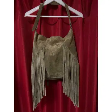 레어 ZARA 자라 빈티지 천연 가죽 스웨이드 프린지 숄더백