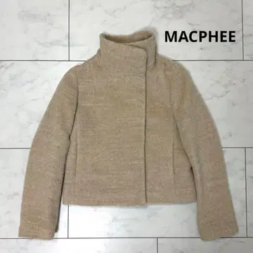 MACPHEE 맥피 알파카 울 스탠드 넥 칼라 코트 숏 기장