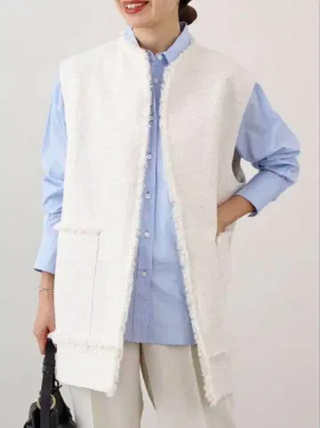 이에나 & NAVY 도비 트위드 베스트