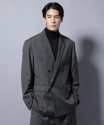 나노 유니버스 글렌체크 더블 자켓 M