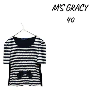 M'S GRACY 스트라이프 리본 반팔 T셔츠 40