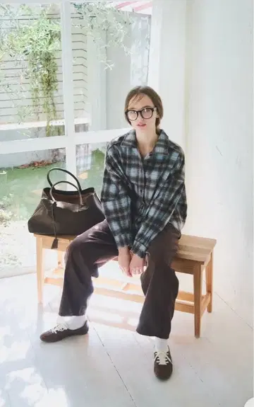 mite 샤기 체크 셔츠