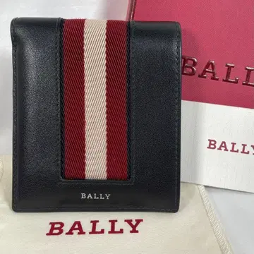 미사용에 가까운 BALLY 발리 접이식 지갑 가죽 블랙 박스 포함