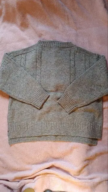 NATURAL LAUNDRY 셰틀랜드 울 니트 케이블 짜임 그레이