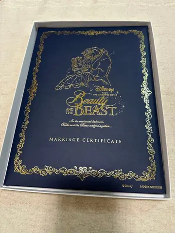 디즈니 미녀와 야수 결혼 인증서 세트