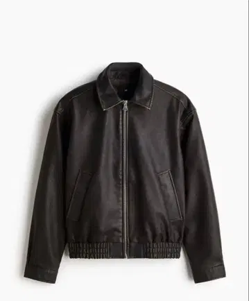 H&M 쇼트 기장 다크 브라운 가죽 자켓