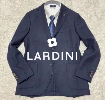[컨디션 최상] LARDINI 홉색 자켓 네이비 부토니에르 포함