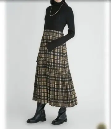 미라 오웬 니트 도킹 플리츠 원피스 0