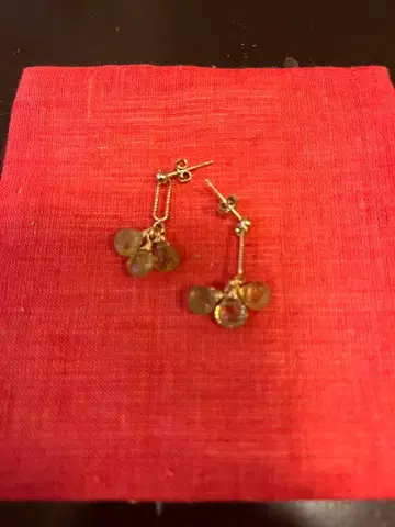 골드 그린 비즈 링 귀걸이