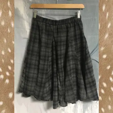 모리걸 레트로 무릎 기장 스커트 체크 레이어드 롱 스커트 한국